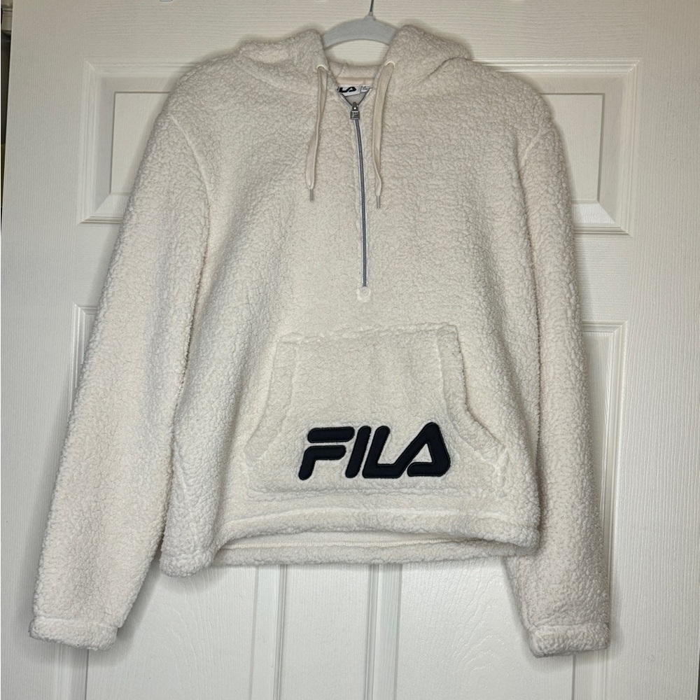 FILA Sherpa fleece quarter zip up hoodie